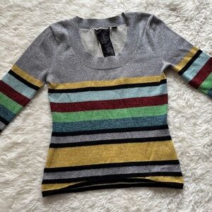 L.a.mb Gwen Stefani Sweater Top Size S 2007 Rare 🍒🍒stripe Metallic Wool Blend